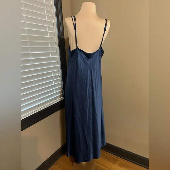 Cabernet Navy nightgown Chemise with Pink Trim - Picture 4 of 5